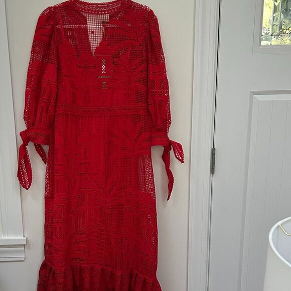 Farm Rio red morada boa guipure maxi dress in Size S - Picture 11 of 14